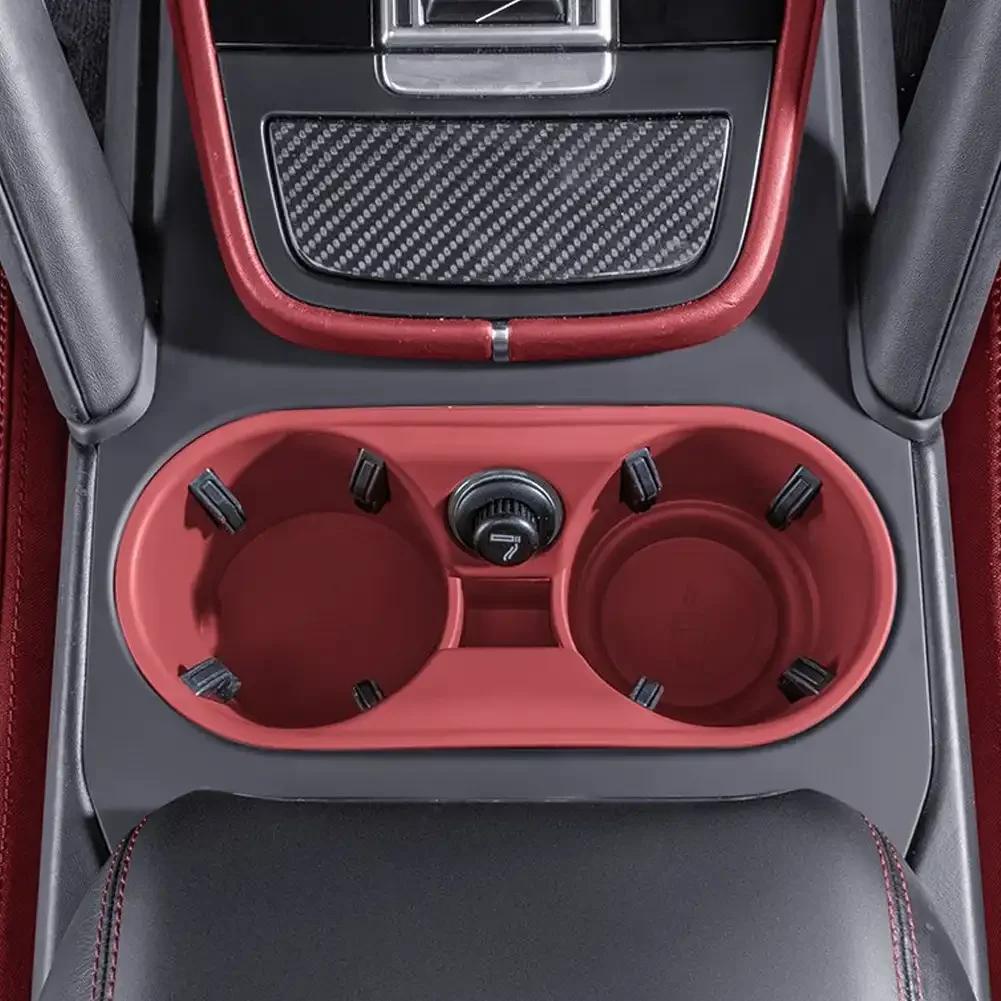 Silicone Car Center Console Organizer Storage Cup Holder Box Black Red Accessories Modification For Porsche Cayenne 2024 2025