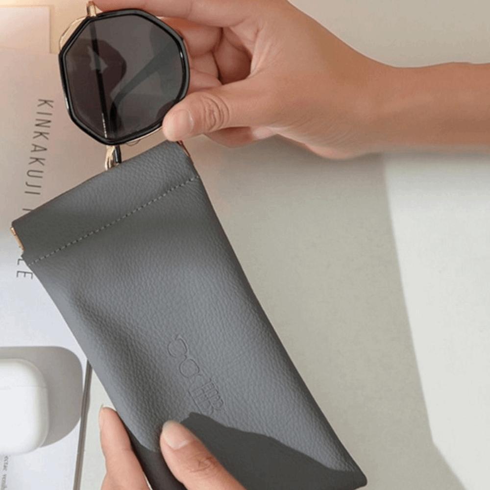 Closing Makeup Bag Sunglasses Pouch Eye Glasses Holder Eyewear Protector Case Leather Glasses Case