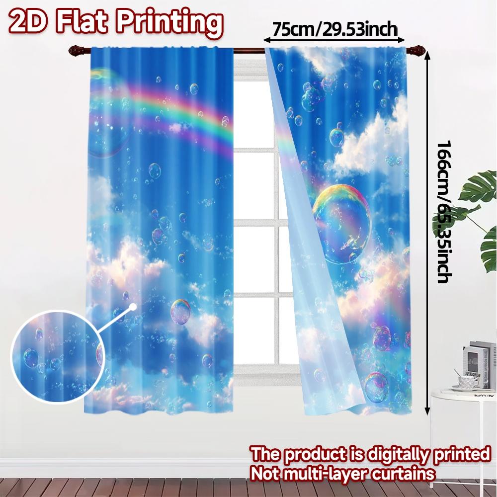 2pcs   2D FLAT PRINTING Curtains (Without Rod) SkyJoy Popular Print Curtains Yarn Curtains Room Decor Suitable for Living Room
