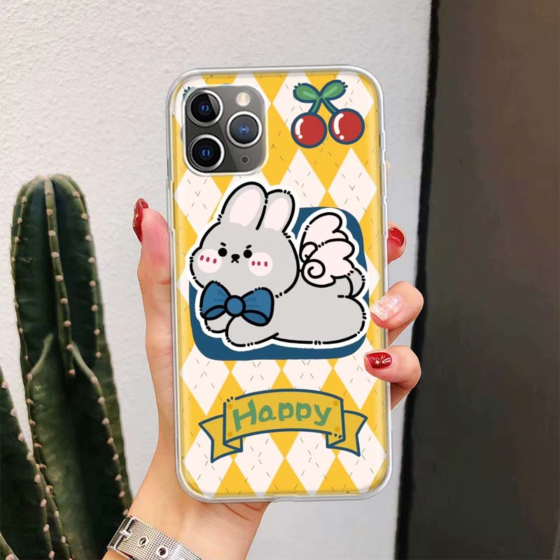 

Cartoon Cute Little Rabbit For iPhone 17 Air 16 15 14 Plus 13 Mini 12 11 Pro Max Phone Case 16E 7 Print 8 SE Fundas Cover Soft C iPhone 15