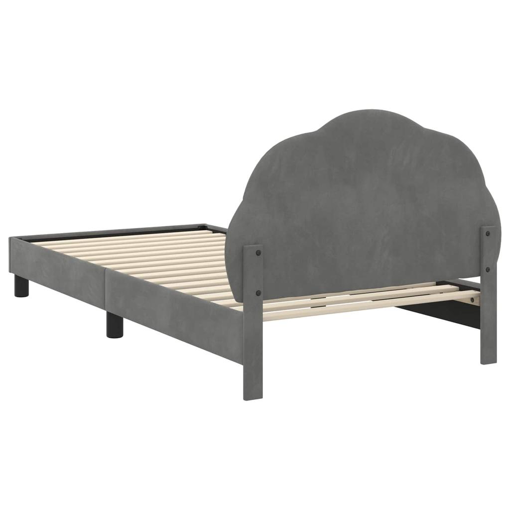 Kids Bed Frame with Headboard Dark Grey 90 x 200 cm Velvet