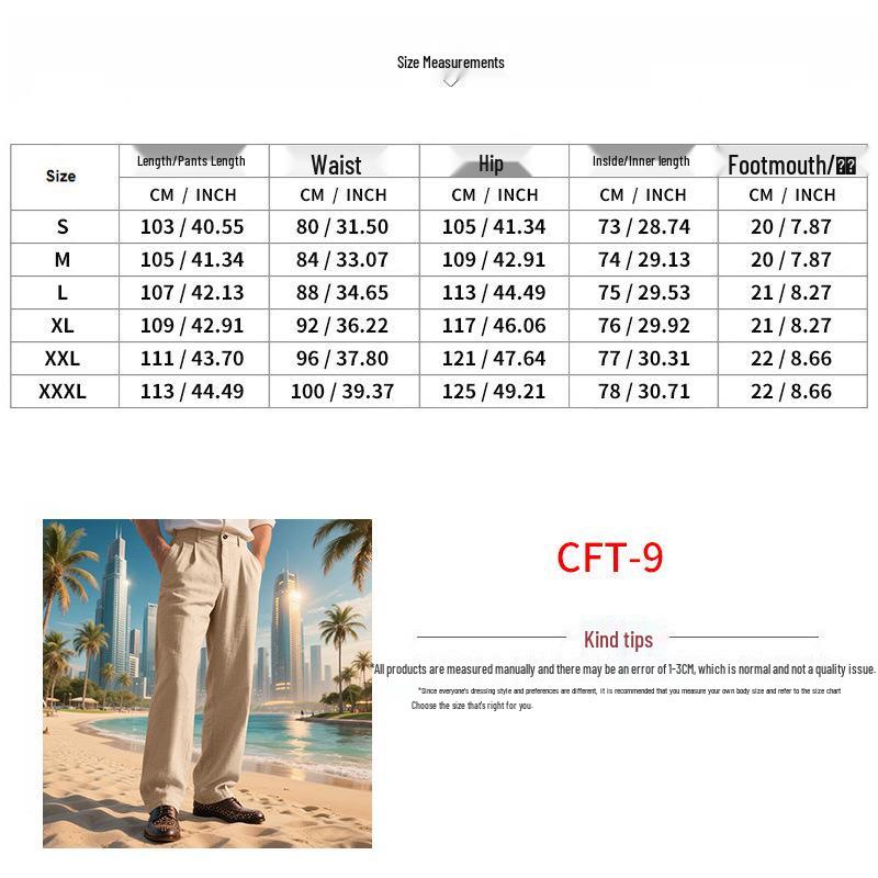 Men's European Casual Loose Linen Trousers - Breathable & Comfortable for Business or Commuting
