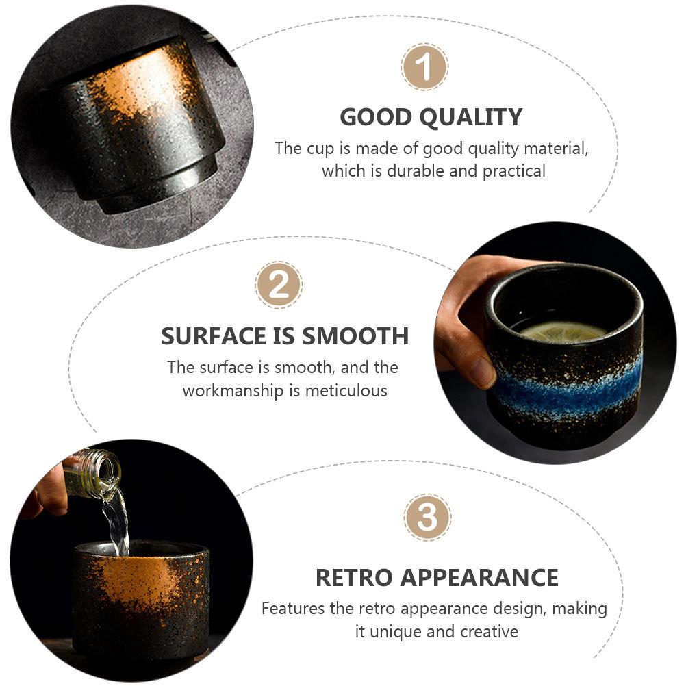 

2Pcs Creative Ceramic Teacup with Retro Appearance Premium Drinking Cup for Tea Coffee Juice Alcohol Portable Cup Set other