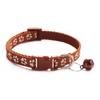 Fashionable Cat Collar with Bell and Footprint Pattern for Small Dogs and Puppies, Grey Nylon