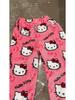 Women's Winter KT Cat Cartoon Flannel Sleep Pants - Thick, Warm, and Cozy for Home