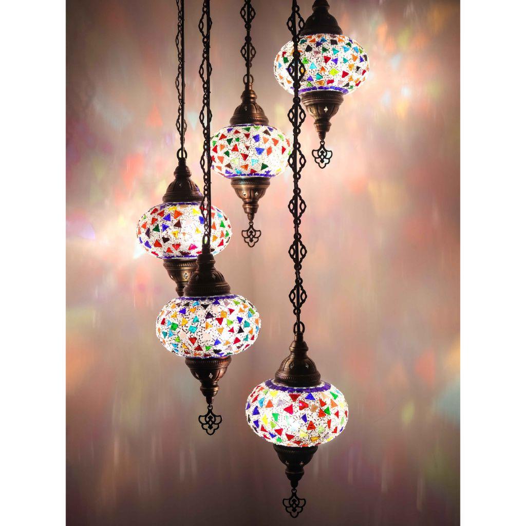 5pc Turco Marocchino Colore Mosaico In Vetro Lampada Antica Lampada A Mosaico Bohemian Tiffany Soffitto Appeso Lampadario a Sospensione Lampadario