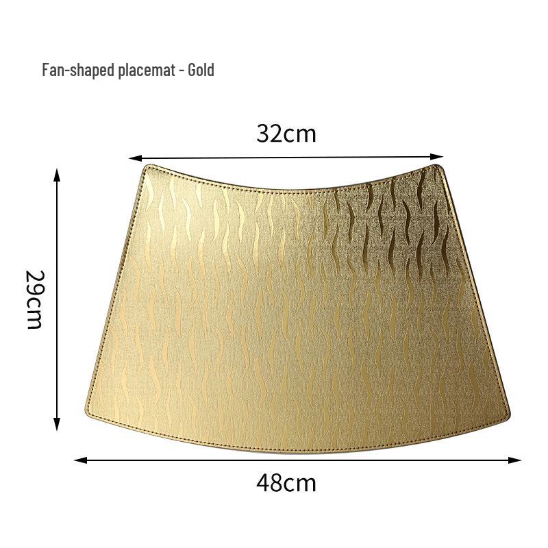 Metallic Glossy Fan-Shaped Leather Placemat - Waterproof & Heat-Resistant for Dining Tables