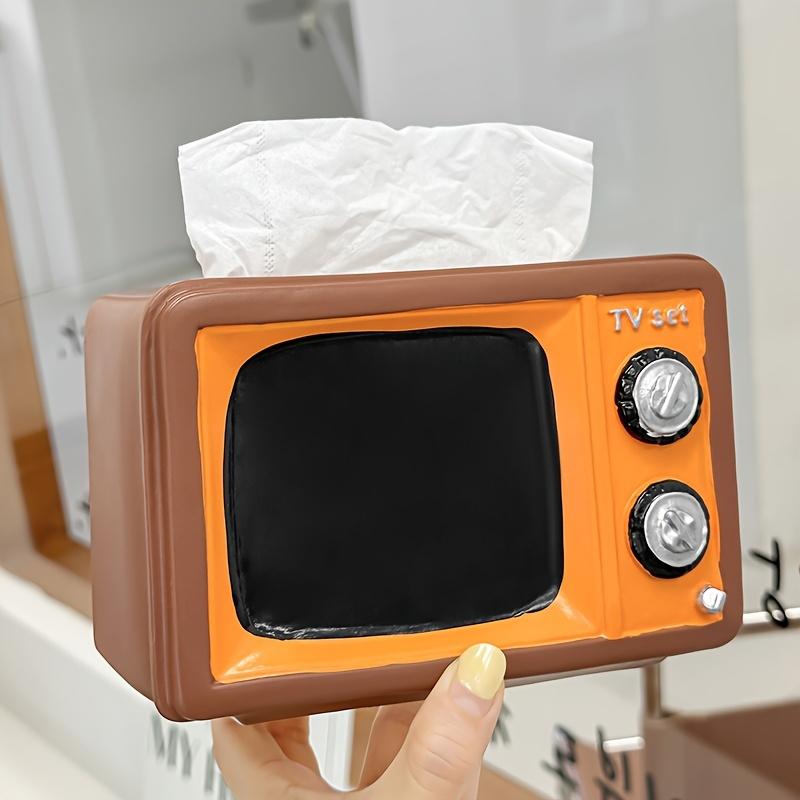 Retro Vintage TV Shape Toilet Paper Holder Storage Box Bathroom Kitchen Home Decor Compact TV-Shaped Container Accessories
