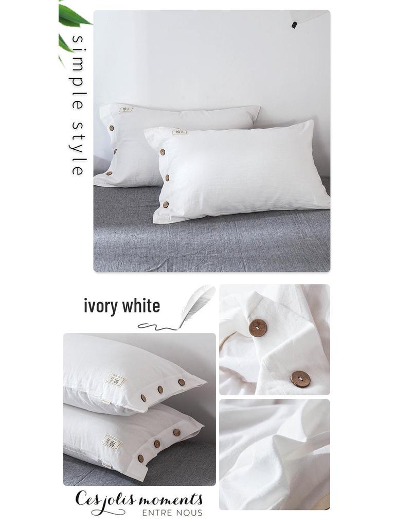 Zestaw 2 poszewek na poduszkę pojedynczą z czystej bawełny i lnu z wewnętrznym wkładem w całości bawełnianym, 48cm x 74cm