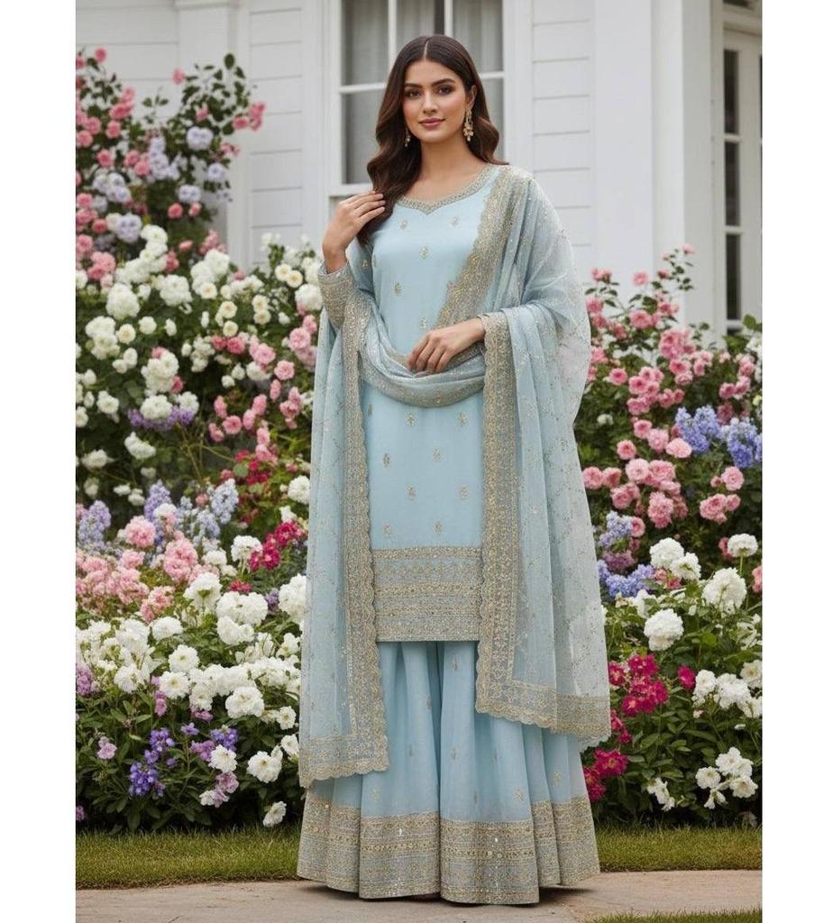 Women's Ready to Wear Designer Salwar Kameez Palazzo Set Indian Bollywood Salwar Suit Dress