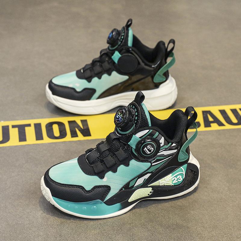 Children's basketball shoes 2025 spring and autumn leather waterproof wear-resistant explosive basketball shoes middle-aged and older children's and p