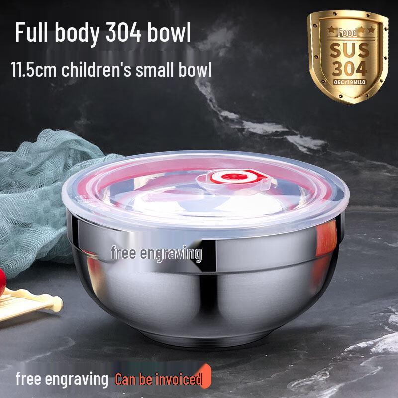 

304 Stainless Steel Student Meal Bowls with Lids (10-Pack)
