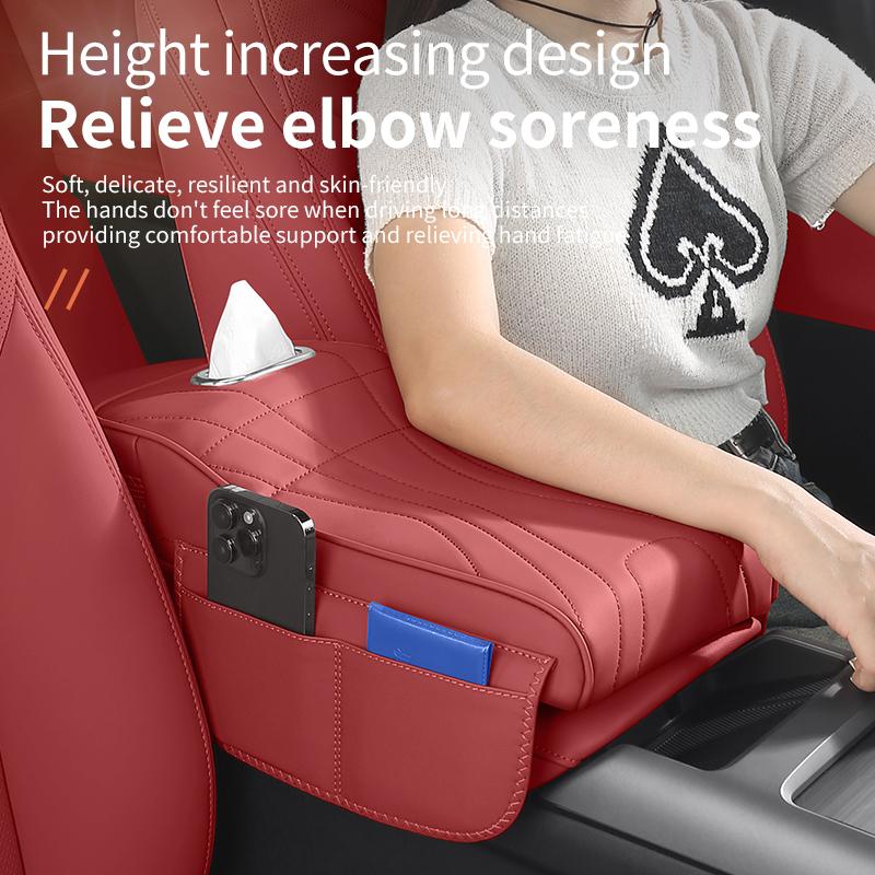 Car Armrest Pad For Jeep 2024 2025 Car Armrest Box Height Increase Leather Protective Cover Storage Bag Auto Styling Solid color