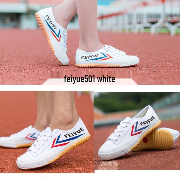 DF/501 Soft Sole Athletic Canvas Shoes - Comfort Zone Wushu Sneakers (White)