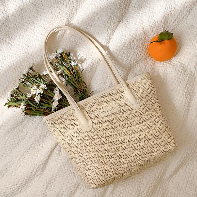 Woven Fashion Splicing Handbag Spring Versatile Shoulder Underarm Bag Tote Bag Women