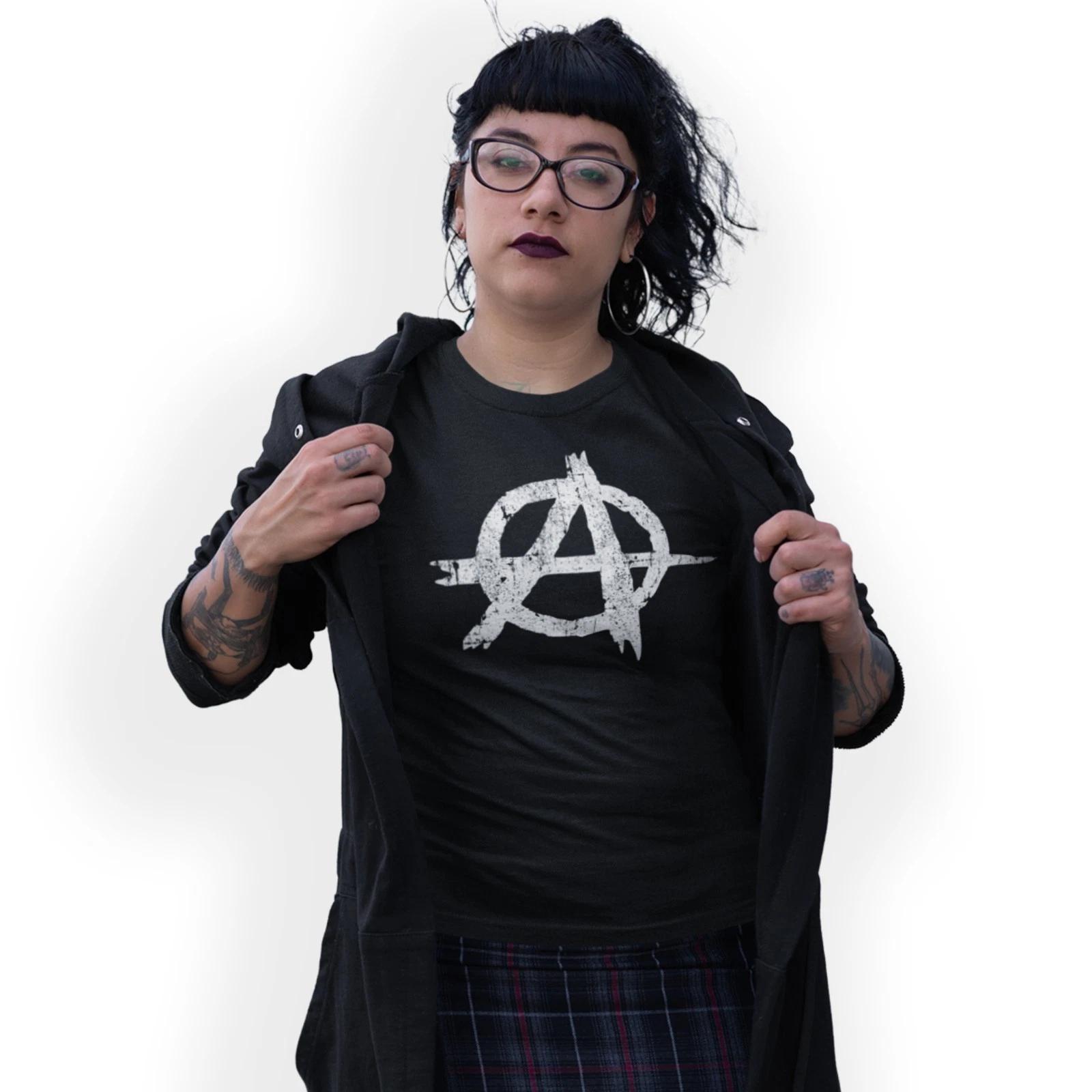 Anarchy Symbol Punk T-Shirt Birthday Gift Distressed Look Print Size S - 5XL 4XL