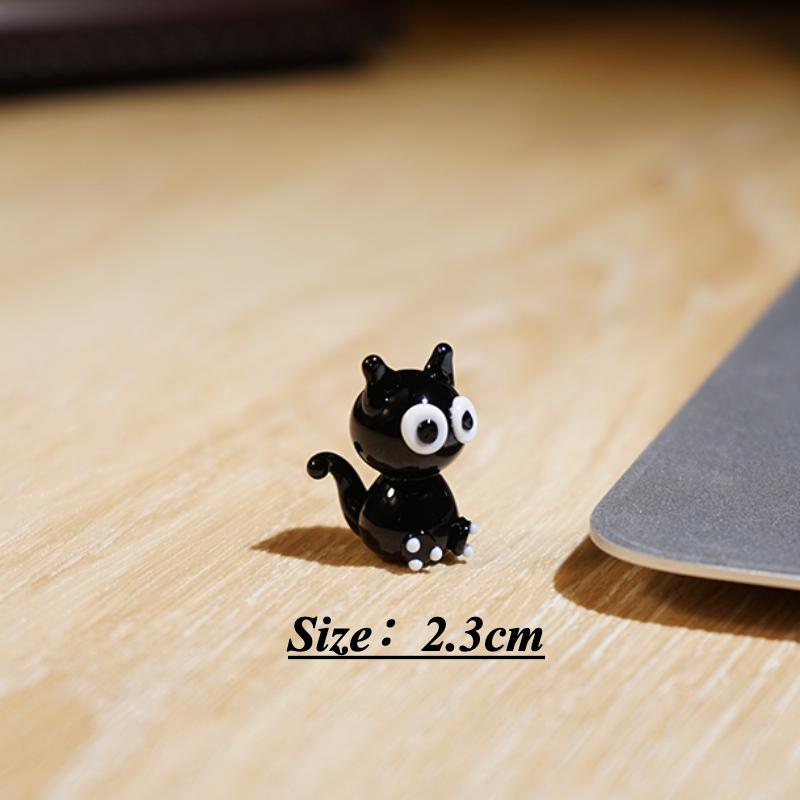 Cartoon Black Cat Mini Glass Ornaments Handmaking Kitten Cute Crafts Colored Glaze Table Decoration for Birthday Gifts 2025 New