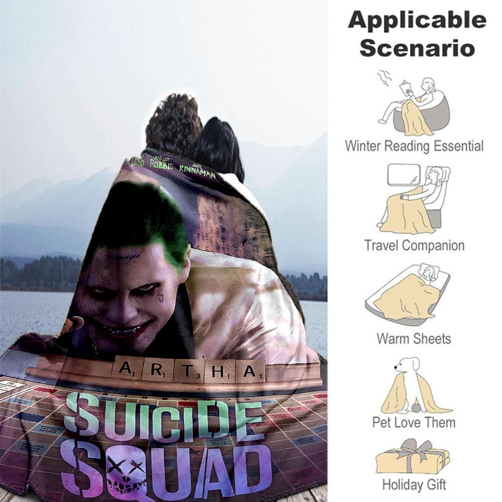 1PC Suicide Squad Outdoor Flannel Blanket Soft Plush Decor for Picnics, camping,Bedroom, Playroom, Office1155A