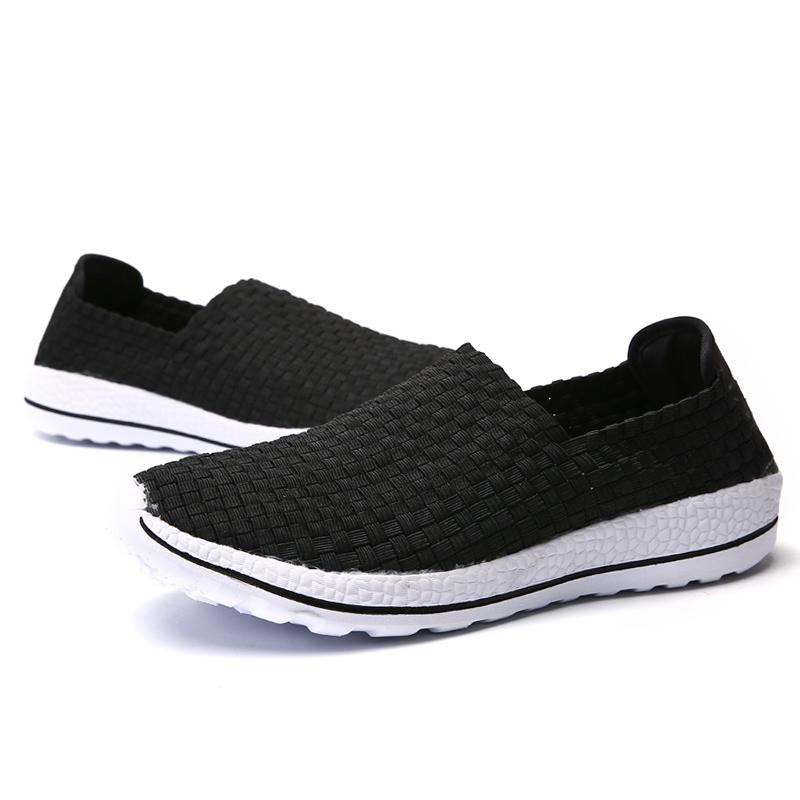 Letní Pánské Tenisky Černý Braid Plážové Měkké Lehké Sportovní Boty Ležérní Tkanina Prodyšné Propíchnuté Slip On Flats Tenisky
