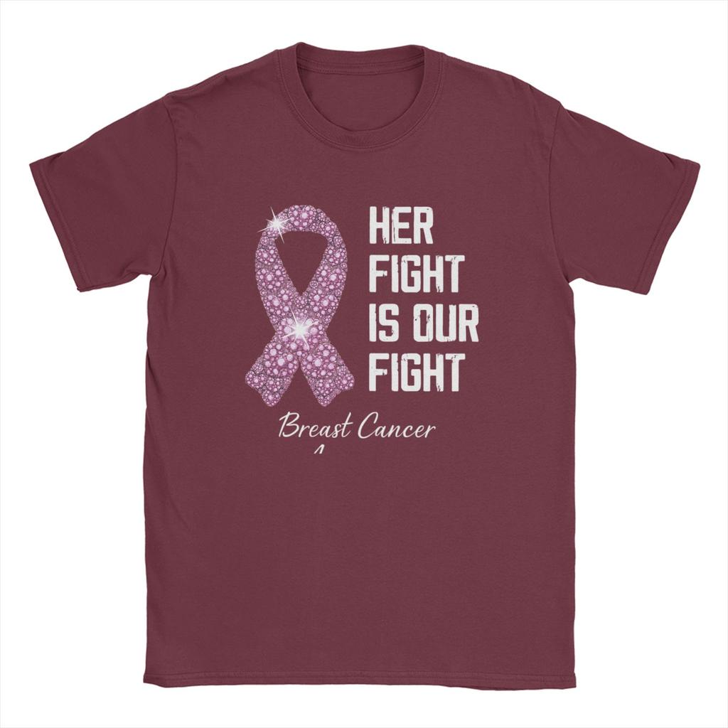 Fight Is Our Fight Breast Cancers  T Shirt Beach  Cotton T-Shirts For Man Popular Printed Tee Shirt Short-Sleeved Aesthetic Tees