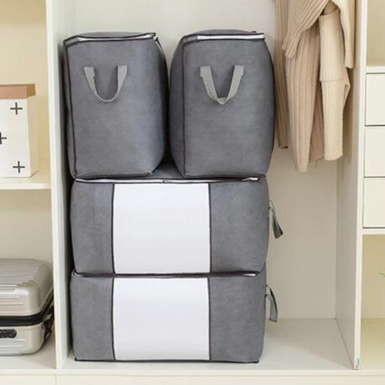 Clothes Storage Bin Foldable Storage Bag with Dual Zippers Closet Organizer with Handles for Clothing Blanket Comforters Bed Sheets Pillows