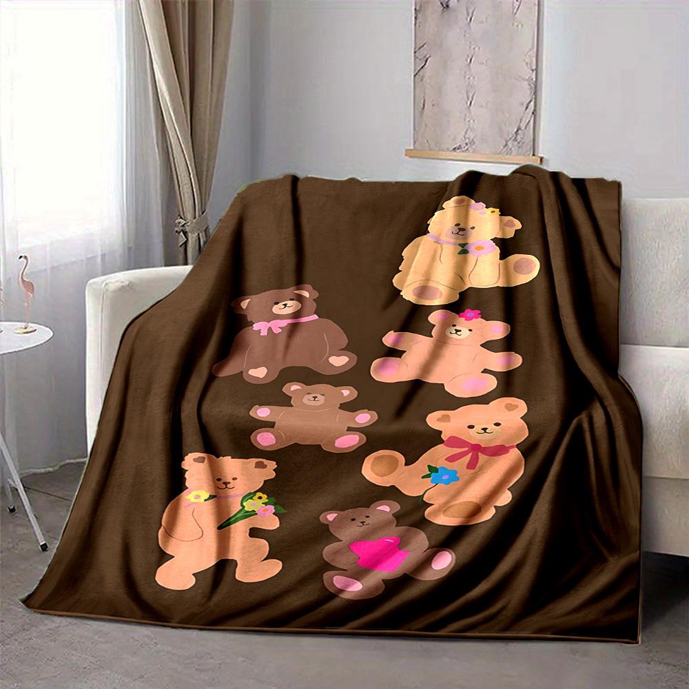 1pc Teddy Bear Blanket Warm, Cozy, and Soft, Suitable for Sofas, Beds, Cars, and Office Use.Perfect for Camping and Travel, Making It A Great Gift for