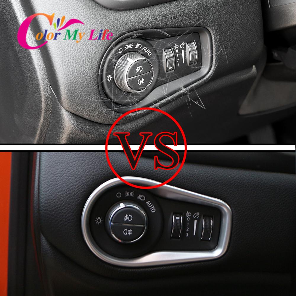 Color My Life ABS-Chrom-Scheinwerfer-Lichtschalterknopf-Knopfverkleidung für Jeep Renegade 2015 – Scheinwerferknopf-Panel