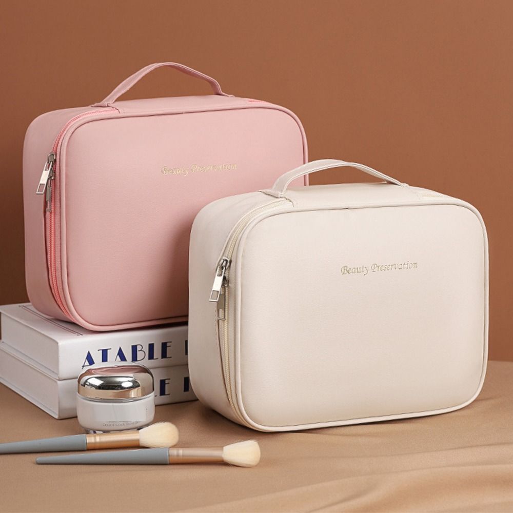 Square Detachable Makeup Bag PU Leather Zipper Cosmetic Bag Compartmentalized Storage Waterproof Makeup Bag Storage Bag