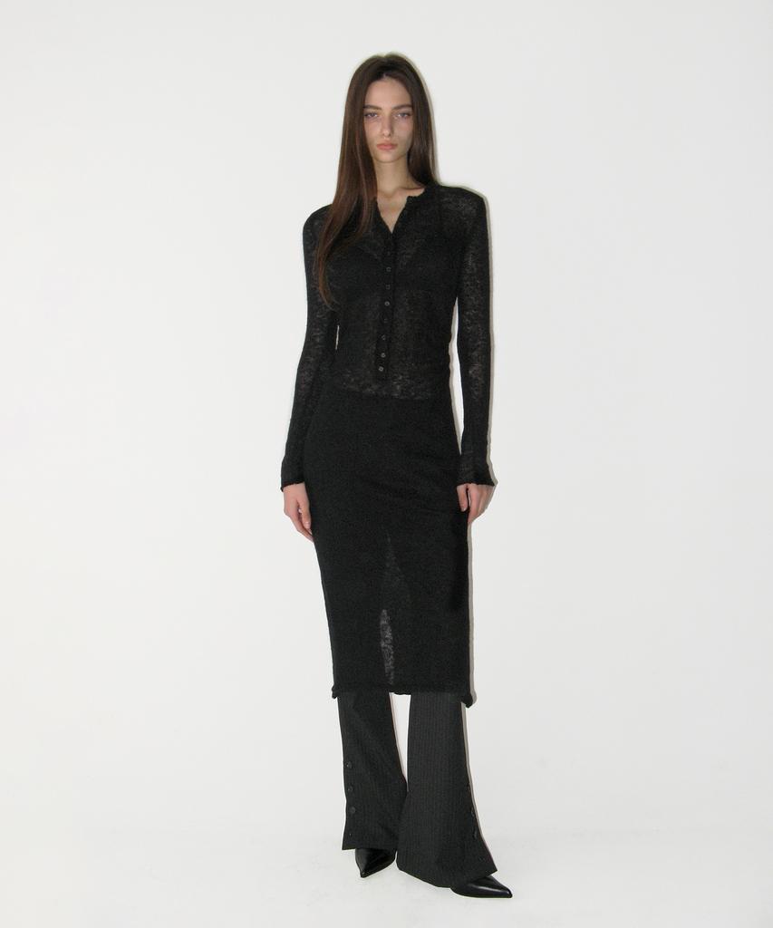 Sunburn Project Mohair Maxi Knit One-Piece, Black