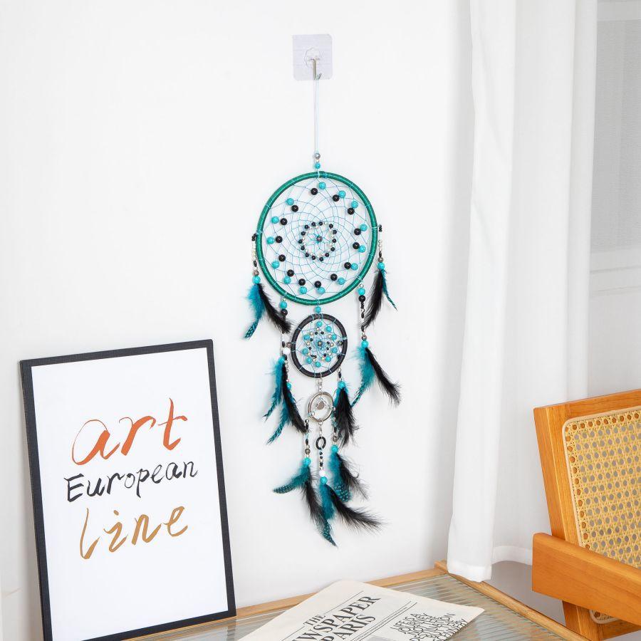 Dream Catcher Net Hanging Ornament, Luminous Crystal Stone Shop Dream Net Pendant, Wind Chime Colored Home Decoration