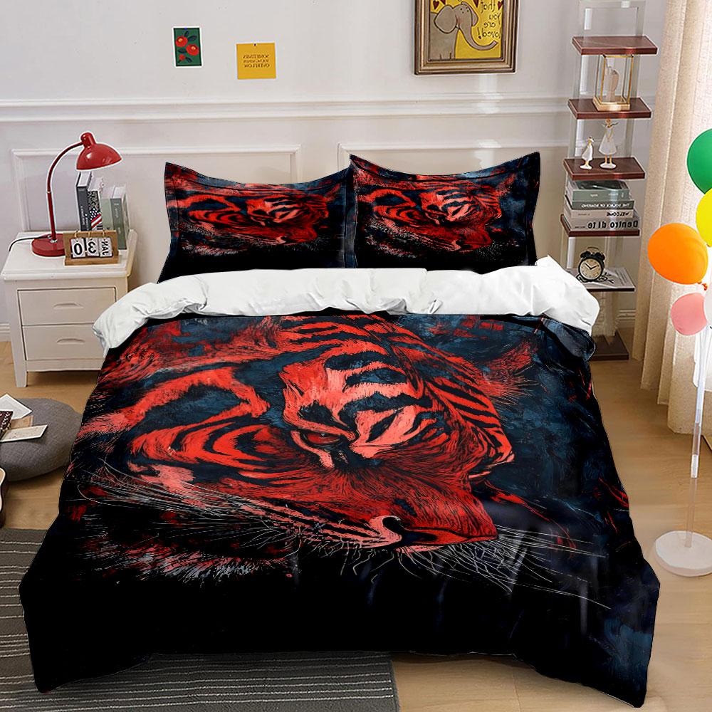 

Fierce red tiger face. Bedding sets Duvet cover sets Duvet covers Pillowcases(1 * Duvet Cover 2 * Pillowcases, without duvet insert) 135x200cm