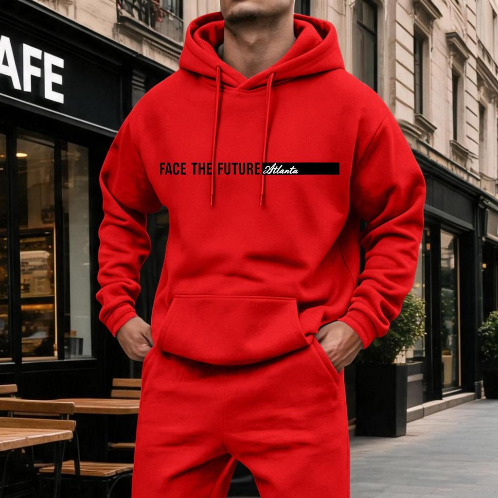 Men's Casual Hoodie with Large Pockets, Color Long Sleeve Sweatshirt