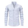 Men's High-Grade 4-Way Stretch Digital Print Striped Long Sleeve Shirt, Turn-down Collar Men Shirt Wholesale
