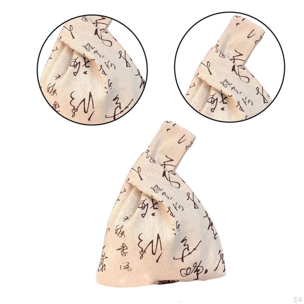 Chinese Calligraphy Pattern Knot Bag Casual Portable Purse for Business Events