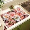 Oil Painting Style Floral Water-Absorbent, Stain-Resistant Kitchen Mat – Heat Insulation, Wear-Resistant, Easy-Clean Draining Mat