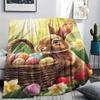 Coperta in Flanella con Stampa di Uova di Pasqua, Alta Qualità, Confortevole per Tutte le Stagioni, Decorazione per la Casa, Calore e Comfort, Perfetta per Regali di Natale