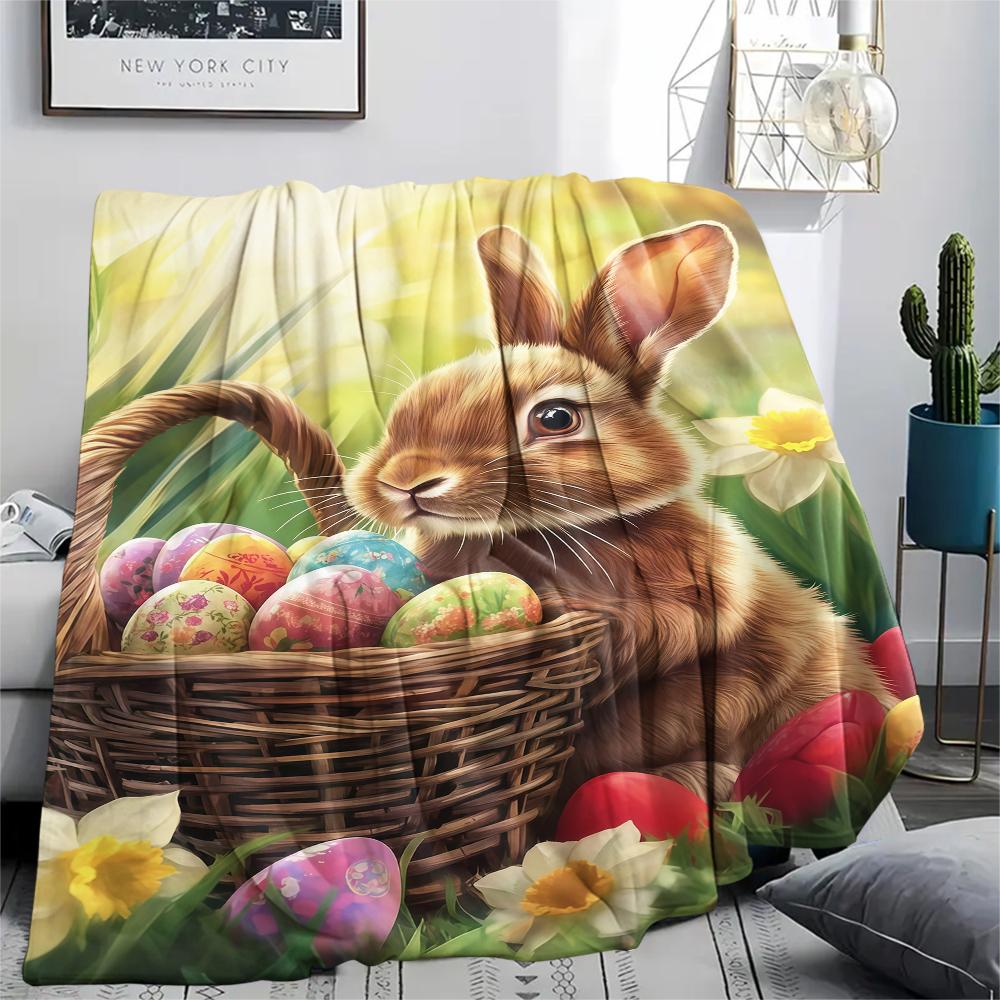 Coperta in Flanella con Stampa di Uova di Pasqua, Alta Qualità, Confortevole per Tutte le Stagioni, Decorazione per la Casa, Calore e Comfort, Perfetta per Regali di Natale