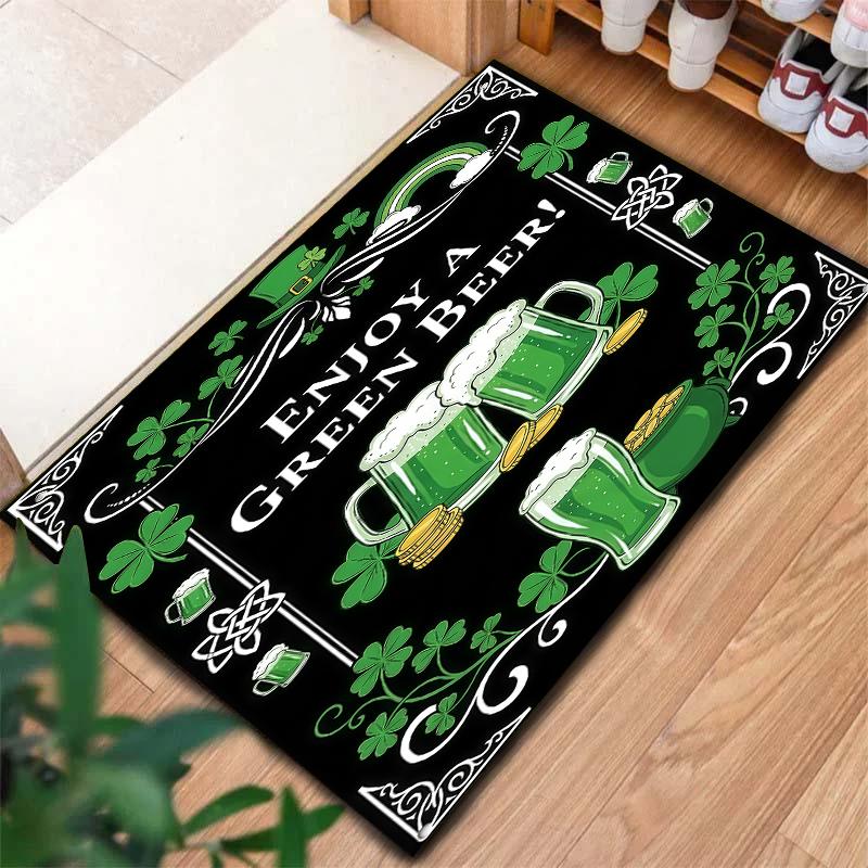 St.Patrick's Day cloverPattern Square Carpet,Area Rug,Carpet Rug for Living Room Bedroom Sofa Playroom Decor,Non-slip Floor Mat,Holiday Birthday Gifts