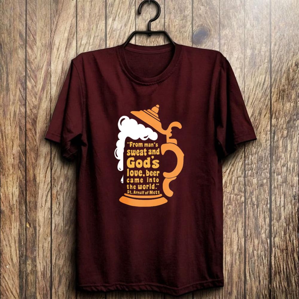 Saint Arnulf Beer Quote Graphic T-Shirt Men Unisex Tee Fashionable Streetwear Casual Summer Top Trendy Drinker Gift Cotton Shirt