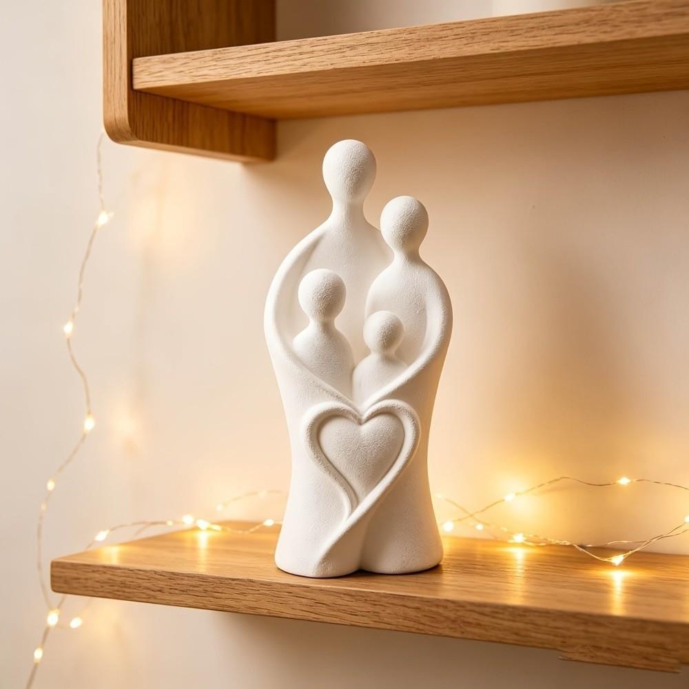 Unique Child Hug Heart Art Figurine Plastic Abstract Heart Family Sculpture Living Room Decor