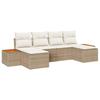Garden Sofa Set with Cushions 6 Pcs Beige Poly Rattan