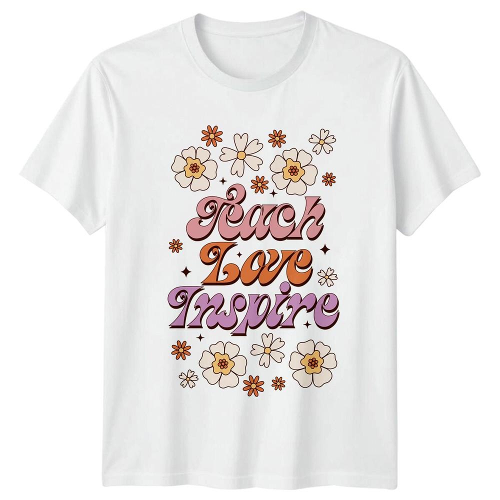 Teach Love Inspire Floral Retro Teacher TShirt c S