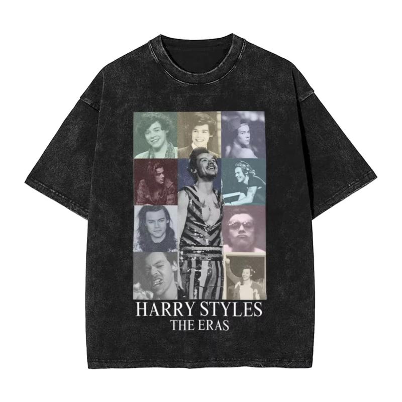 Harrys Styles Eras Tour Washed T Shirts Streetwear Hip Hop Novelty TShirts Tees Unisex Women Cotton Oversize Printed