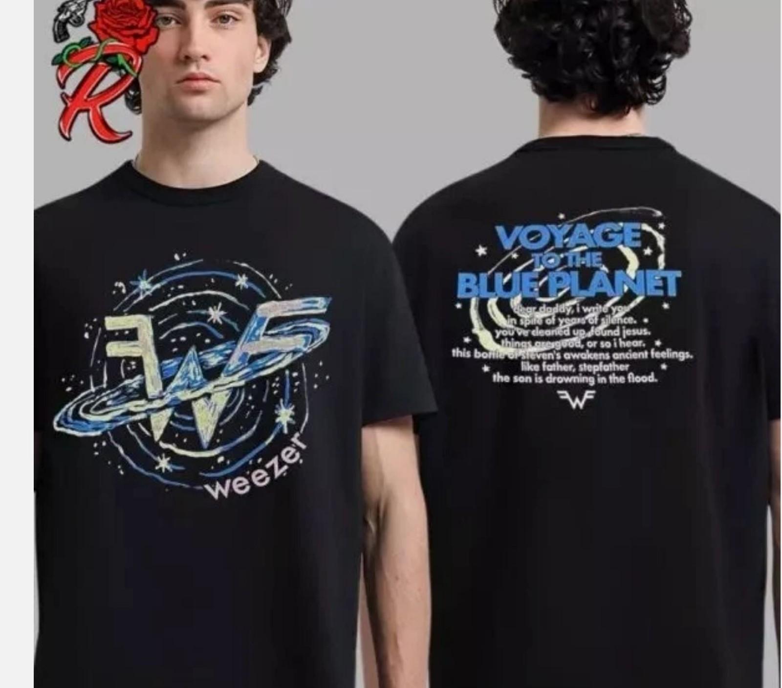 HOT Weezer Voyage To The Blue Planet Tour 2024 Black Shirt XXL