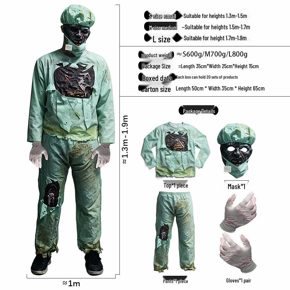 Burnt Zombie Costume Set: Halloween Masquerade Party and Haunted House Props