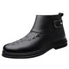 Fashion Luxury Brand Genuine Leather Business Boots Fashionable Crocodile Patterned Men's High Top Boots Comfort Winter Plush Warm Boots