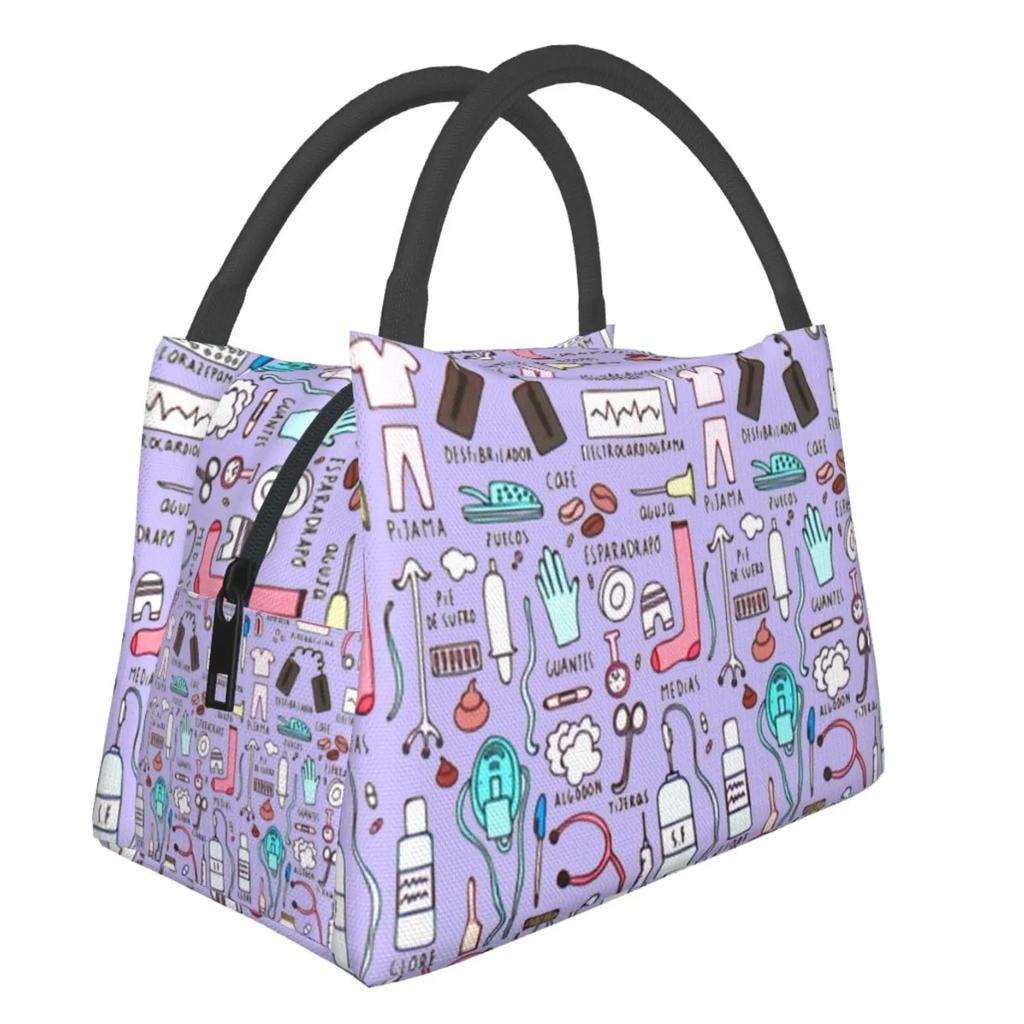 Doctors Nurse Print Cooler Bag Waterproof Oxford Cloth Portable Thermal Insulated Lunch Bags for Women Convenient Food Bags