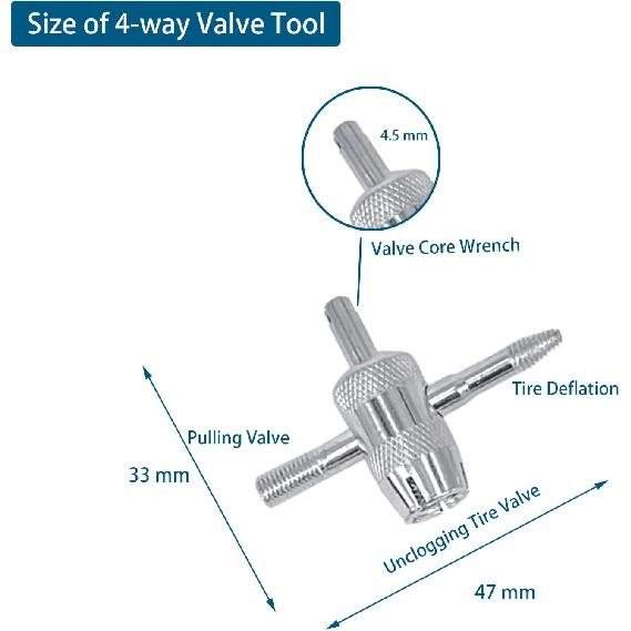 ZUFECY Tire Valve Removal Tool Tallation Kit, 4-Way Valve Tool Single/Dual Head Valve Core Remover Tire Repair Stem Tool (6PCS)