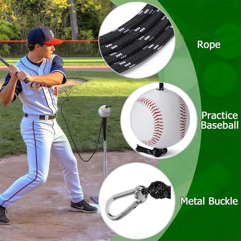 Alloy Steel Baseball Swings Trainer With 50 Feet Retractable Rope And Ball For Backyard Practice And Skill Improvement