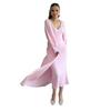 2025 Autumn Women's Solid Color V-Neck Knit Long Dress and Coat Set